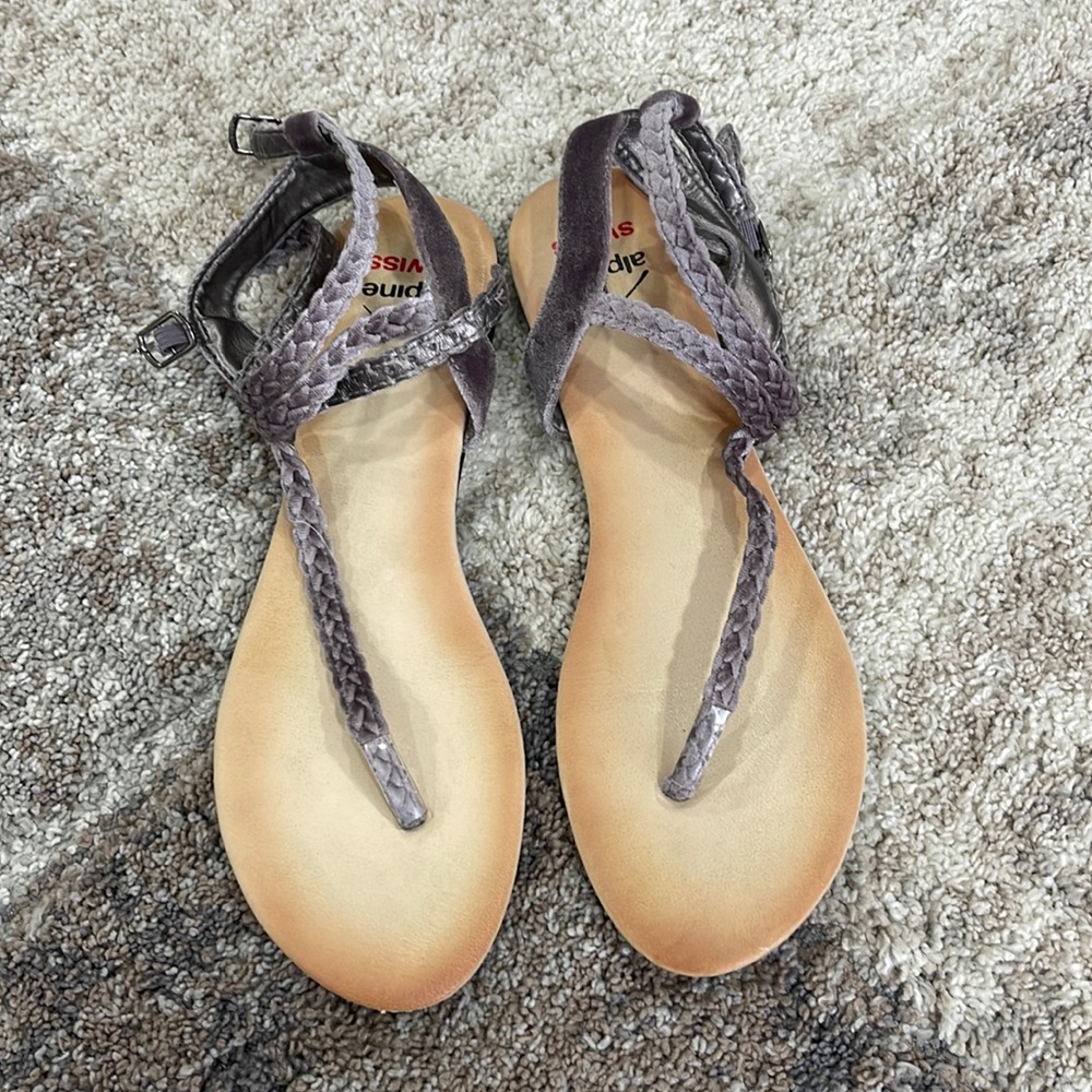 Alpine Swiss purple gladiator sandals